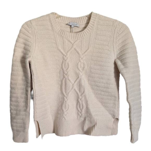 Sandro Merino Wool Cable Knit Sweater in Ivory, Size 2 - Picture 4 of 8